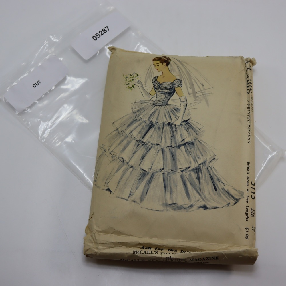 Vintage McCalls 3113 Wedding Dress Sewing Pattern Size 14 Bust 32 Bridal Gown